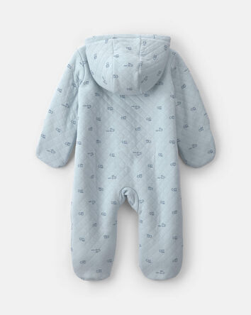 B&eacute;b&eacute; gar&ccedil;on - Combinaison manches longues en molleton teddy &agrave; motif train - Bleu, 