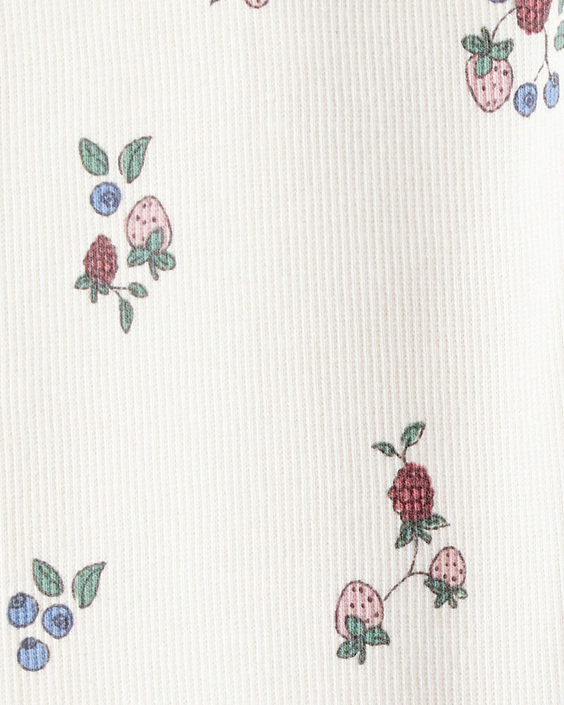 Toddler Organic Cotton Ribbed Knit Pants in Berry Blossom Print, image 4 of 6 slides