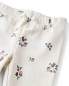 Baby Organic Cotton Ribbed Knit Pants in Berry Blossom Print, image 3 of 6 slides