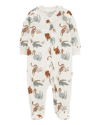 Baby Animal Print 2-Way Zip Cotton Sleeper, image 1 of 6 slides