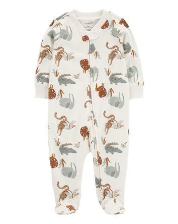 Baby Animal Print 2-Way Zip Cotton Sleeper, 