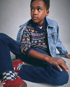 Boys Bear Fair Isle Sweater - Navy Blue, image 2 of 5 slides