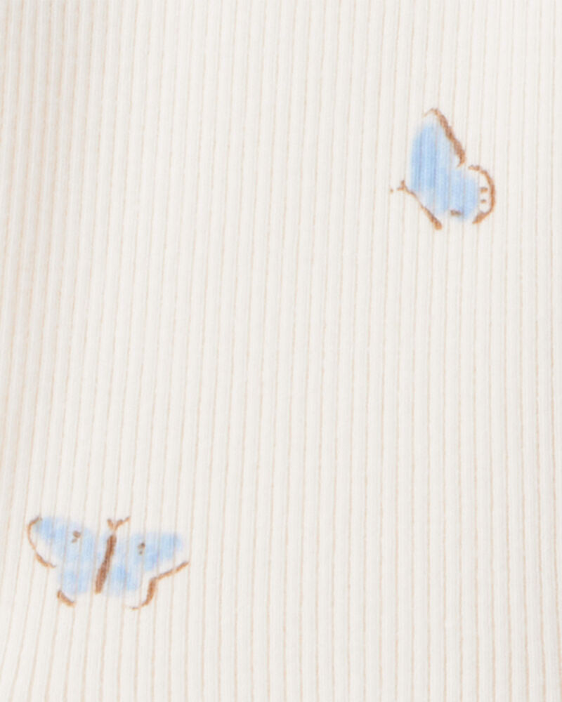 Baby 2-Piece Organic Cotton Ribbed Knit Set in Butterfly Breeze Print, image 3 of 4 slides