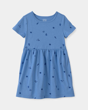 Toddler Girl Seashell Short-Sleeve Dress - Blue, 