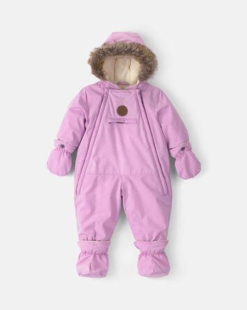 Baby Girl Solid 1 Piece Snowsuit- Lilac, 