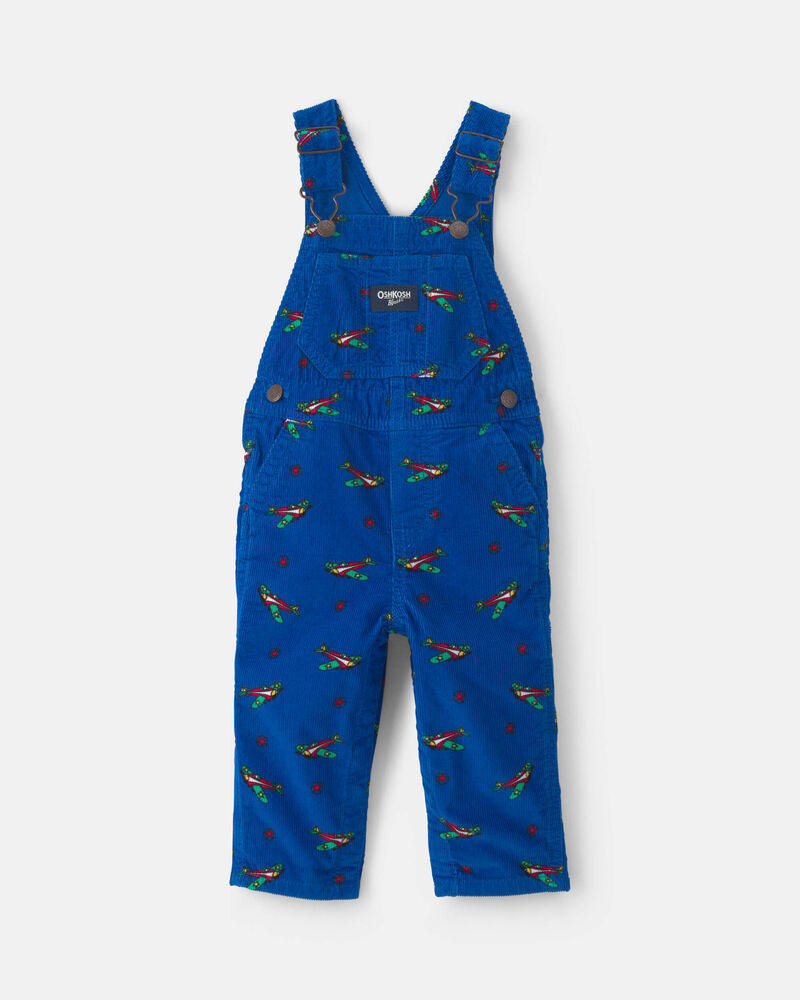 Baby Boy Plane Corduroy Overalls - Blue, image 1 of 4 slides