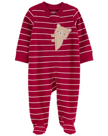 Bear 2-Way Zip Cotton Sleeper Pyjamas, 