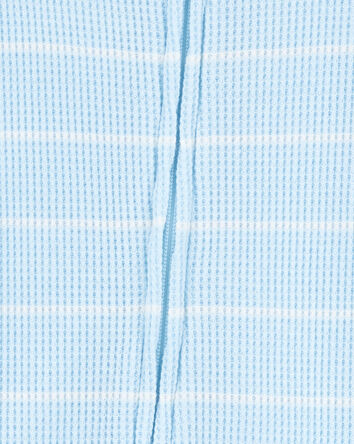 Baby Striped Waffle Knit Footie 1-Piece Pyjamas - Blue, 