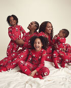 Toddler 1-Piece Brown Santa Christmas 100% Cotton Snug Fit Footed Pyjama - Red, image 2 of 5 slides