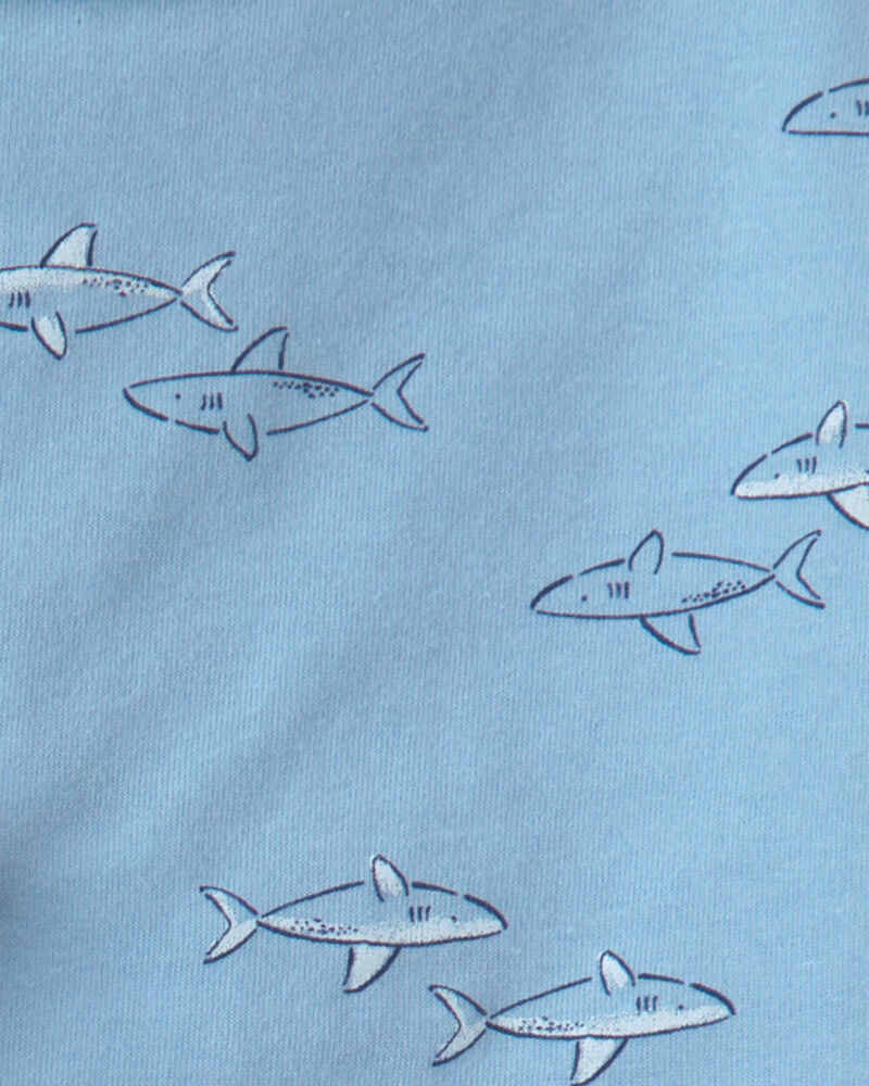 Baby Boy 4-Piece Shark Top & Short Set - Blue, image 3 of 4 slides