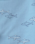 Baby Boy 4-Piece Shark Top & Short Set - Blue, image 3 of 4 slides