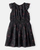 Girls Floral Short-Sleeve Occasion Dress - Black, image 2 of 4 slides