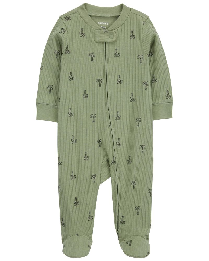 Baby Palm Tree 2-Way Zip Cotton Sleeper Pyjamas, image 1 of 4 slides
