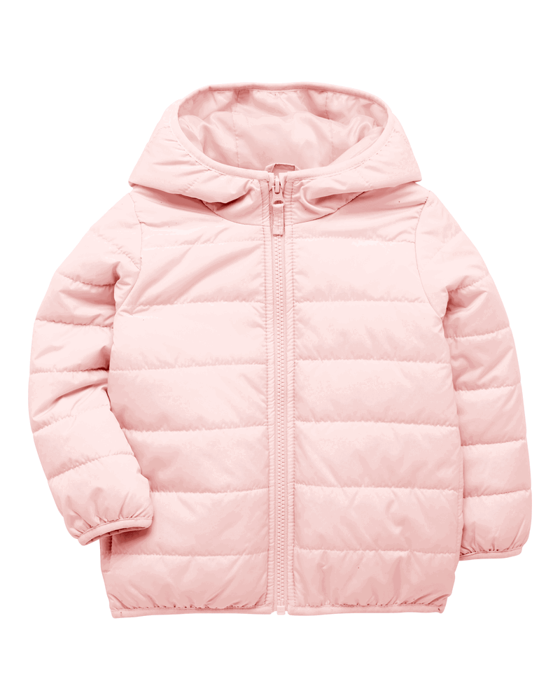 Kid Hooded Puffer Jacket - Pink, image 2 of 5 slides