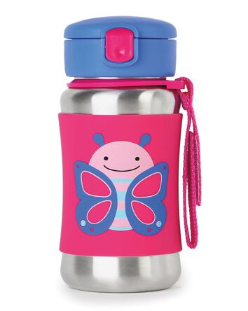 Zoo Stainless Steel Little Kid Straw Bottle, 