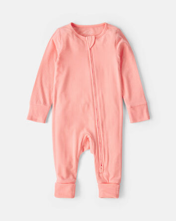 Baby Girl PurelySoft&trade; 2-Way Zip Sleeper - Coral, 