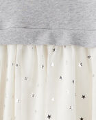 Girls Metallic Star Long-Sleeve Tulle Dress - Grey, image 3 of 4 slides