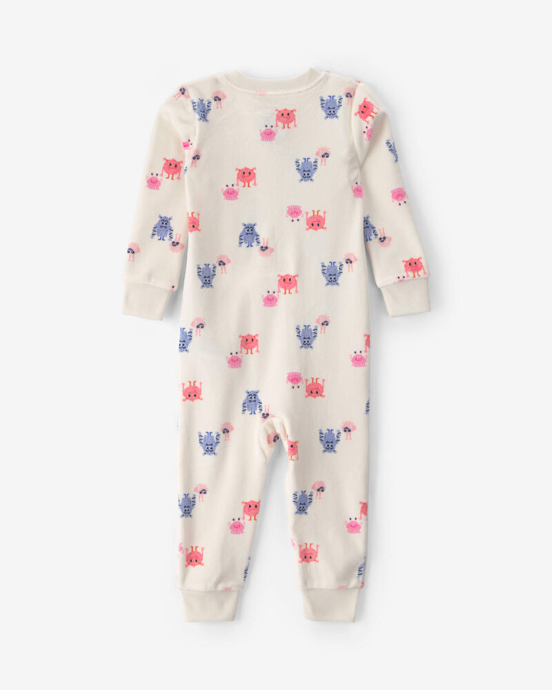 Toddler Girl 1-Piece Monster DreamPlush Snug Fit Pyjama - Cream, image 2 of 4 slides