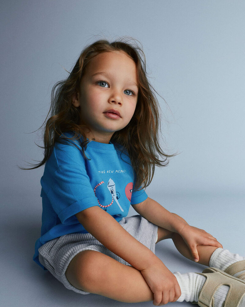 Toddler 'Recreation Club' Rolled Cuff Tee - Turquoise, image 3 of 5 slides