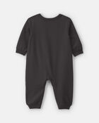 Baby Skeleton Halloween French Terry Long-Sleeve Jumpsuit - Black, image 2 of 4 slides