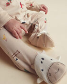 Baby Boy 1-Piece Farm 2-Way Zip 100% Cotton Snug Fit Footed Pyjama - Cream, image 5 of 10 slides