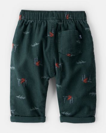 Baby Boy Woodland Fox Print Drawstring Pants - Green, 