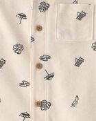 Toddler Boy Beach Short-Sleeve Button-Down Shirt - Cream/Black, image 4 of 5 slides