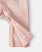 B&eacute;b&eacute; fille - Grenouill&egrave;re en 100 % coton &agrave; rayures - Rose, image 3 sur 4 diapositives