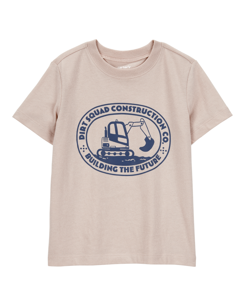 Toddler Boy Construction Short-Sleeve Graphic Tee - Khaki, image 1 of 3 slides