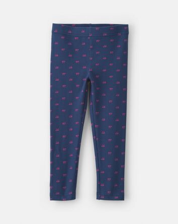 Toddler Girl Bow Cotton Pull-On Stretch Leggings - Navy Blue, 