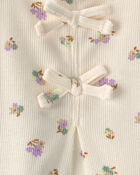 B&eacute;b&eacute; fille - Ensemble 2 pi&egrave;ces haut &agrave; motif floral et pantalon - Cr&egrave;me/Vert, image 3 sur 4 diapositives