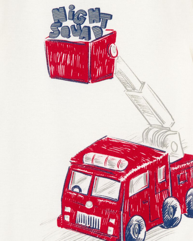 Bébé Pyjama 4 pièces en coton à motif de camion d’incendie, image 2 sur 4 diapositives