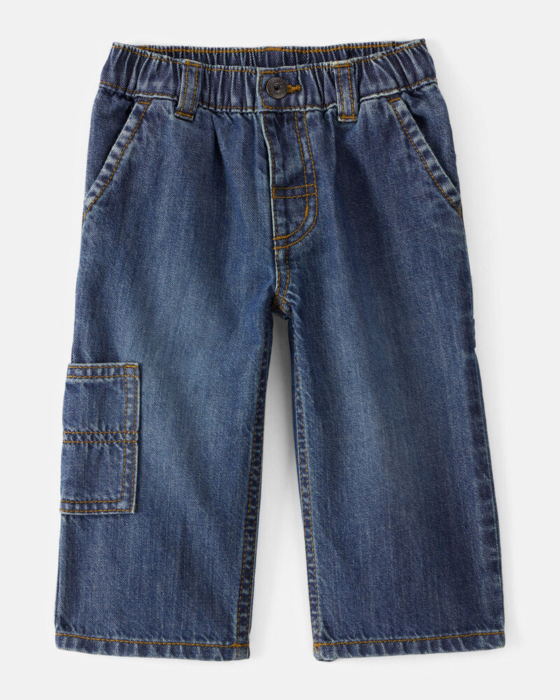 Baby Boy Wide-Leg Carpenter Denim Jeans - Medium Wash, image 1 of 4 slides