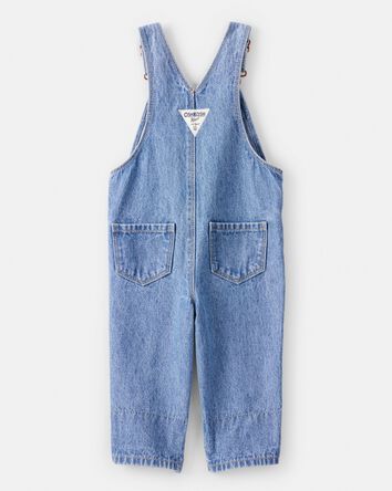 Baby Girl Floral Patchwork Denim Overalls - Blue, 