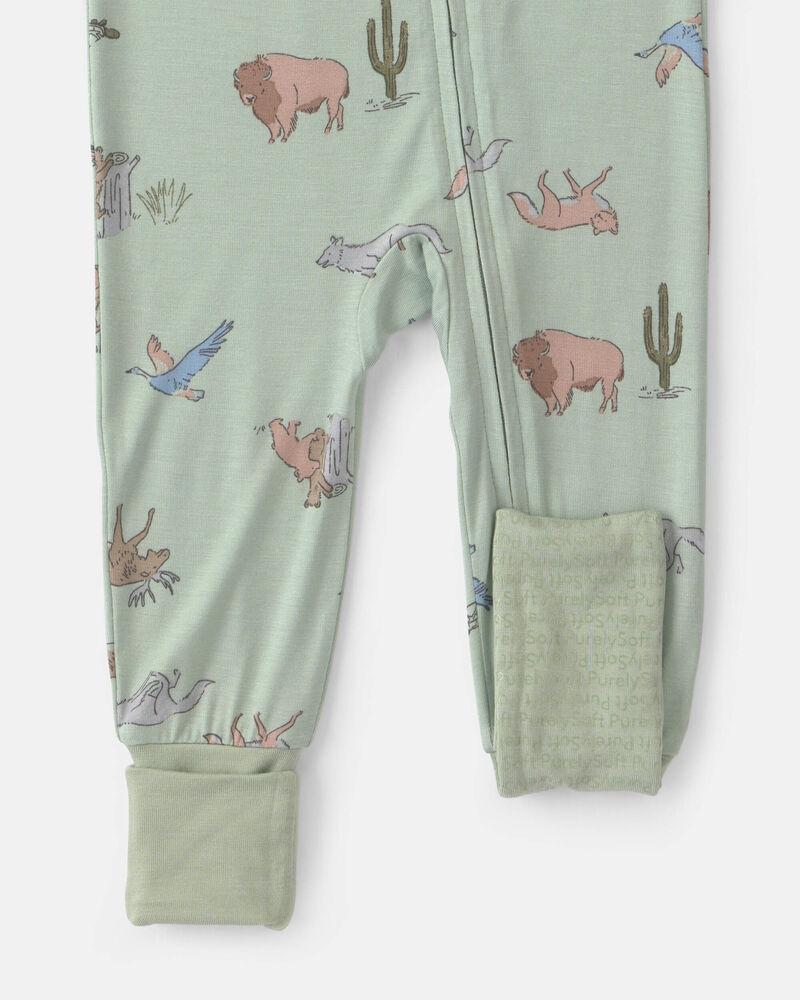 B&eacute;b&eacute; gar&ccedil;on - Pyjama ajust&eacute; 1 pi&egrave;ce PurelySoft &agrave; d&rsquo;animaux - Vert, image 3 sur 7 diapositives