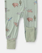 B&eacute;b&eacute; gar&ccedil;on - Pyjama ajust&eacute; 1 pi&egrave;ce PurelySoft &agrave; d&rsquo;animaux - Vert, image 3 sur 7 diapositives