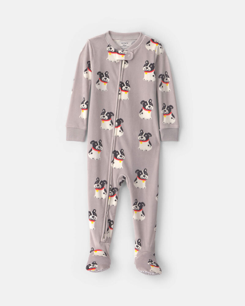 Toddler Boy 1-Piece Dog DreamPlush Snug Fit Footed Pyjama - Grey, image 1 of 4 slides