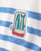 Tout-petit gar&ccedil;on - Chandail en jersey bouclette &agrave; rayures - Bleu/Blanc, image 3 sur 4 diapositives