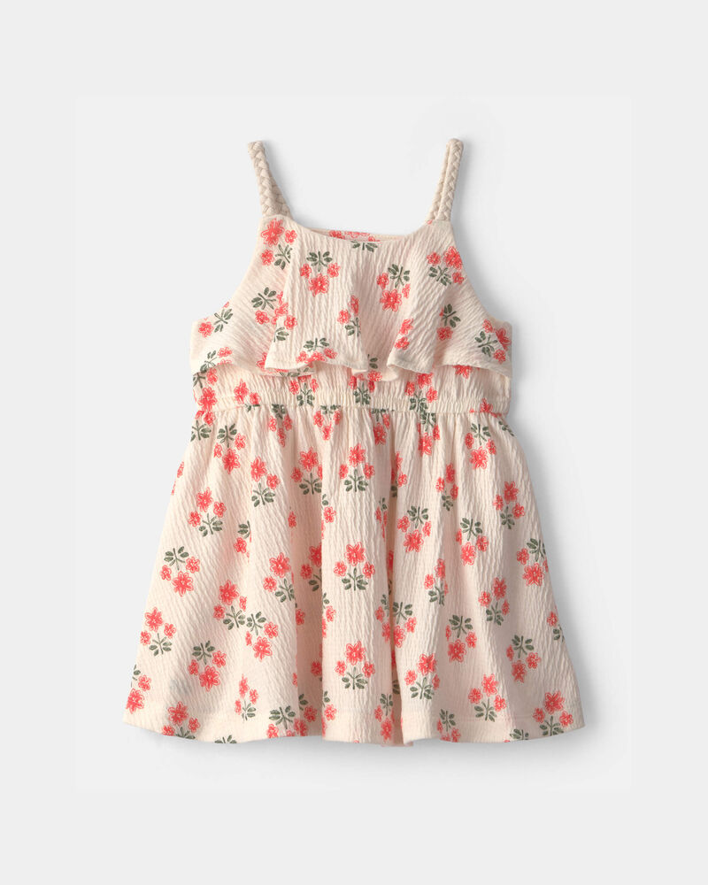 Baby Girl Floral Ruffle Dress - Cream, image 1 of 4 slides