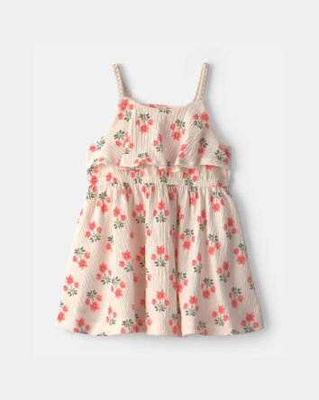 Baby Girl Floral Ruffle Dress - Cream, 