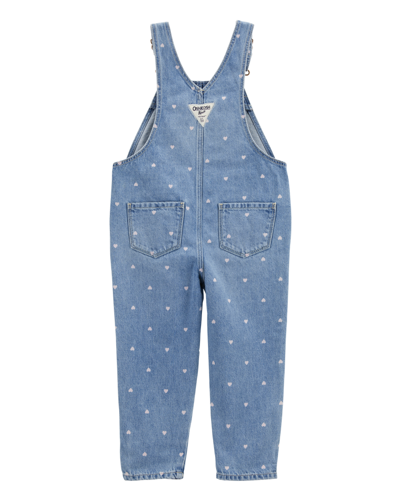 Tout-petit Salopette en denim tricoté à motifs de cœurs - Bleu, image 2 sur 5 diapositives