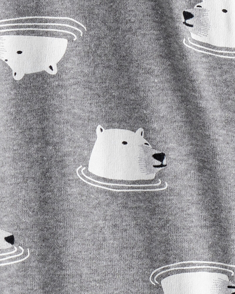 Baby Boy Polar Bear Cotton Snug Fit 2-Way Zip Footie 1-Piece Pyjamas - Grey, image 3 of 5 slides