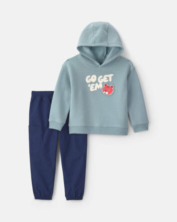 B&eacute;b&eacute; gar&ccedil;on - Ensemble 2 pi&egrave;ces haut &agrave; capuchon et pantalon en molleton &agrave; imprim&eacute; &laquo;Go Get &lsquo;Em Tiger&raquo; &ndash; Bleu, 