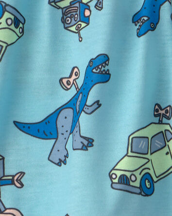 Toddler Boy Robot Short-Sleeve Loose Fit 2-Piece Pyjama Set - Green/Blue, 