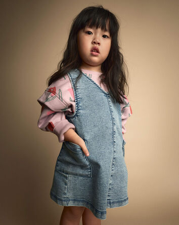 Toddler Girl Otter Pocket Jumper in Avenue Wash - Blue, 