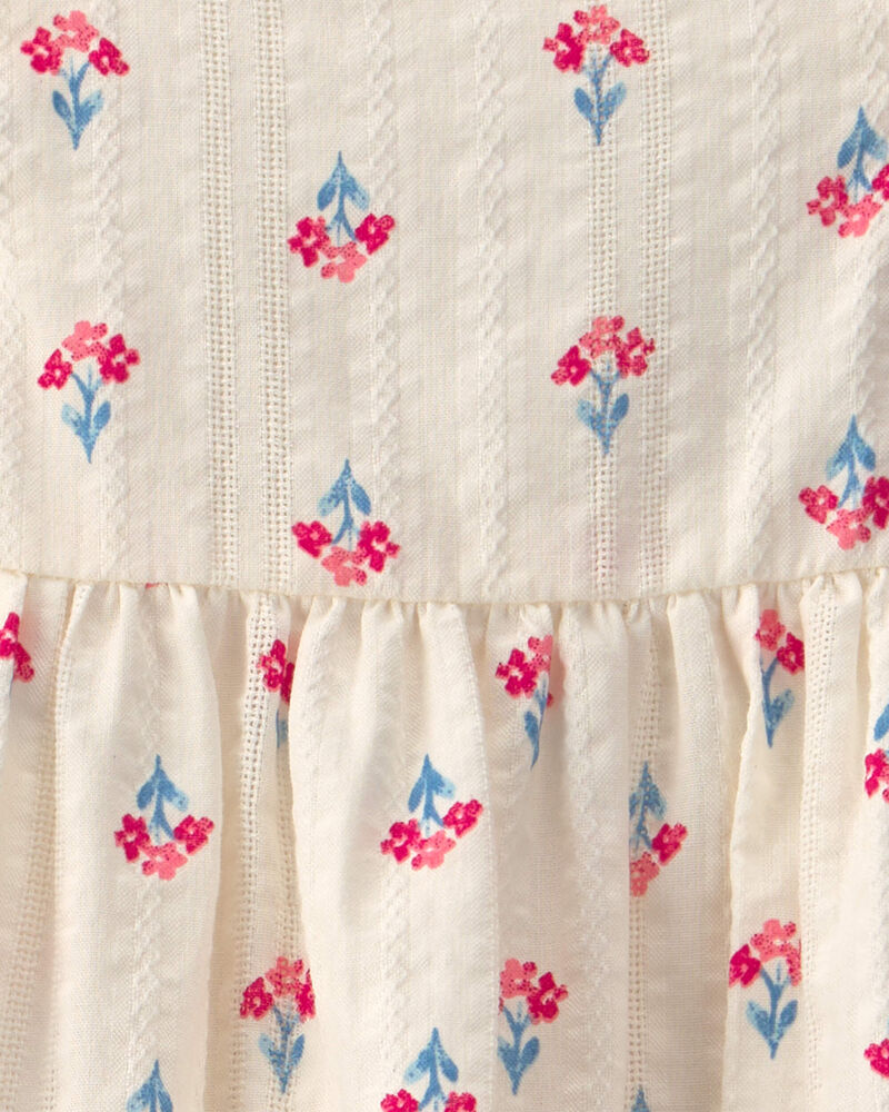Baby Girl Floral Seersucker Dress - Cream/Red, image 4 of 5 slides