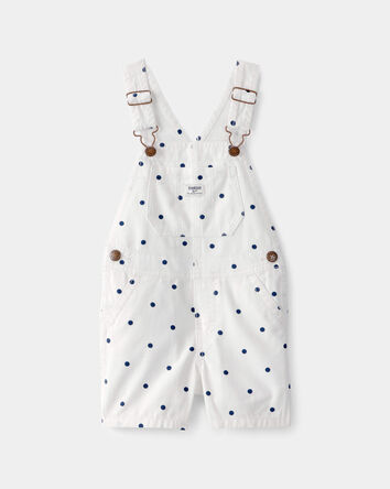 Tout-petit fille - Salopette courte &agrave; pois - Blanc/Bleu, 