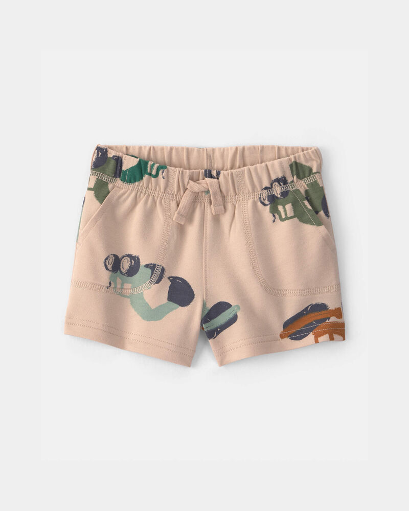 Baby Boy Construction French Terry Shorts - Tan, image 1 of 4 slides