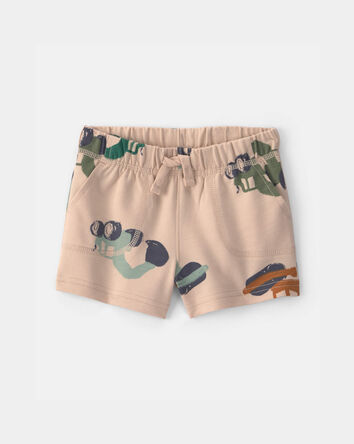 B&eacute;b&eacute; gar&ccedil;on - Short en jersey bouclette, engins de construction - Beige, 