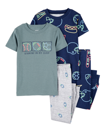 Toddler 4-Piece Sports Cotton Pyjamas, 